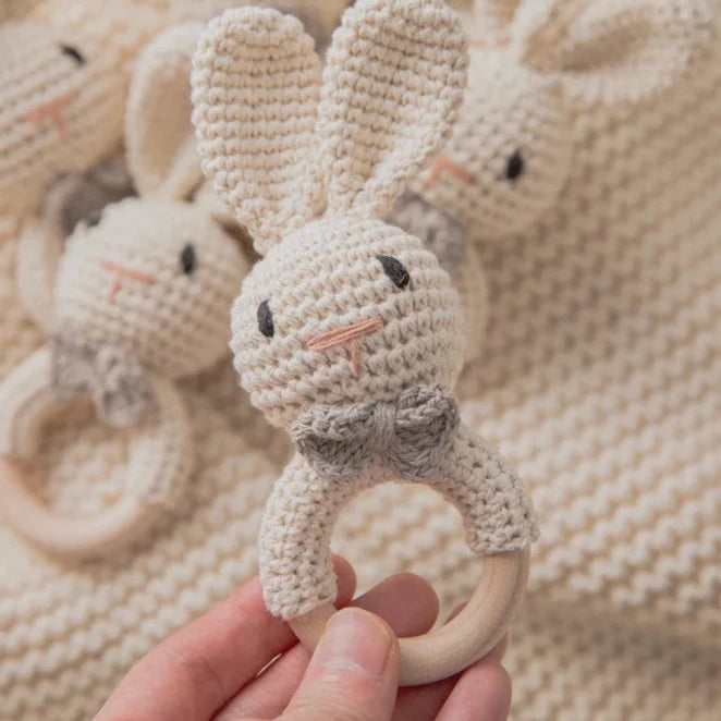 Bunny Crochet Wooden Rattle