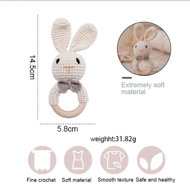 Bunny Crochet Wooden Rattle