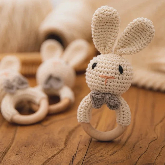 Bunny Crochet Wooden Rattle